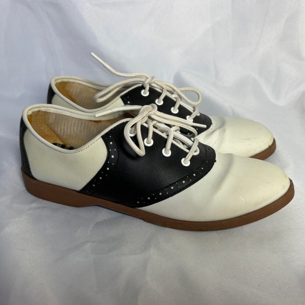 Vintage 90s Predictions Black White Saddle Oxford Shoes Women's 8